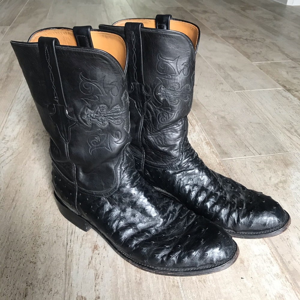 Lucchese Men's Full-Quill Ostrich Roper Boots - Picture 1 of 15